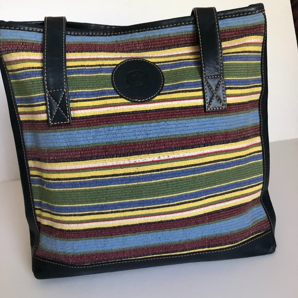 Born Leather and multi stripe woven tote - Picture 1 of 5